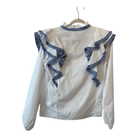 Tuckernuck Hyacinth House Roman Sleeve Gingham Cotton Poplin Top Sz XS - Picture 3 of 5